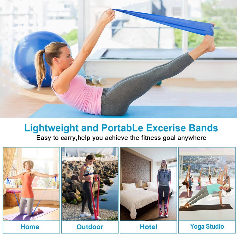 ERUW Resistance Bands Set, 3 Pack Professional Latex Elastic Bands for Home or Gym Upper & Lower Body Exercise, Physical Therapy, Strength Training, Yoga, Pilates, Rehab, Blue & Purple & Pink - Image 3